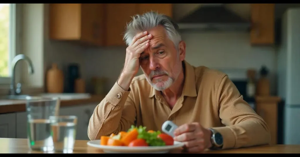 A man suffering from blood sugar level fluctuation.